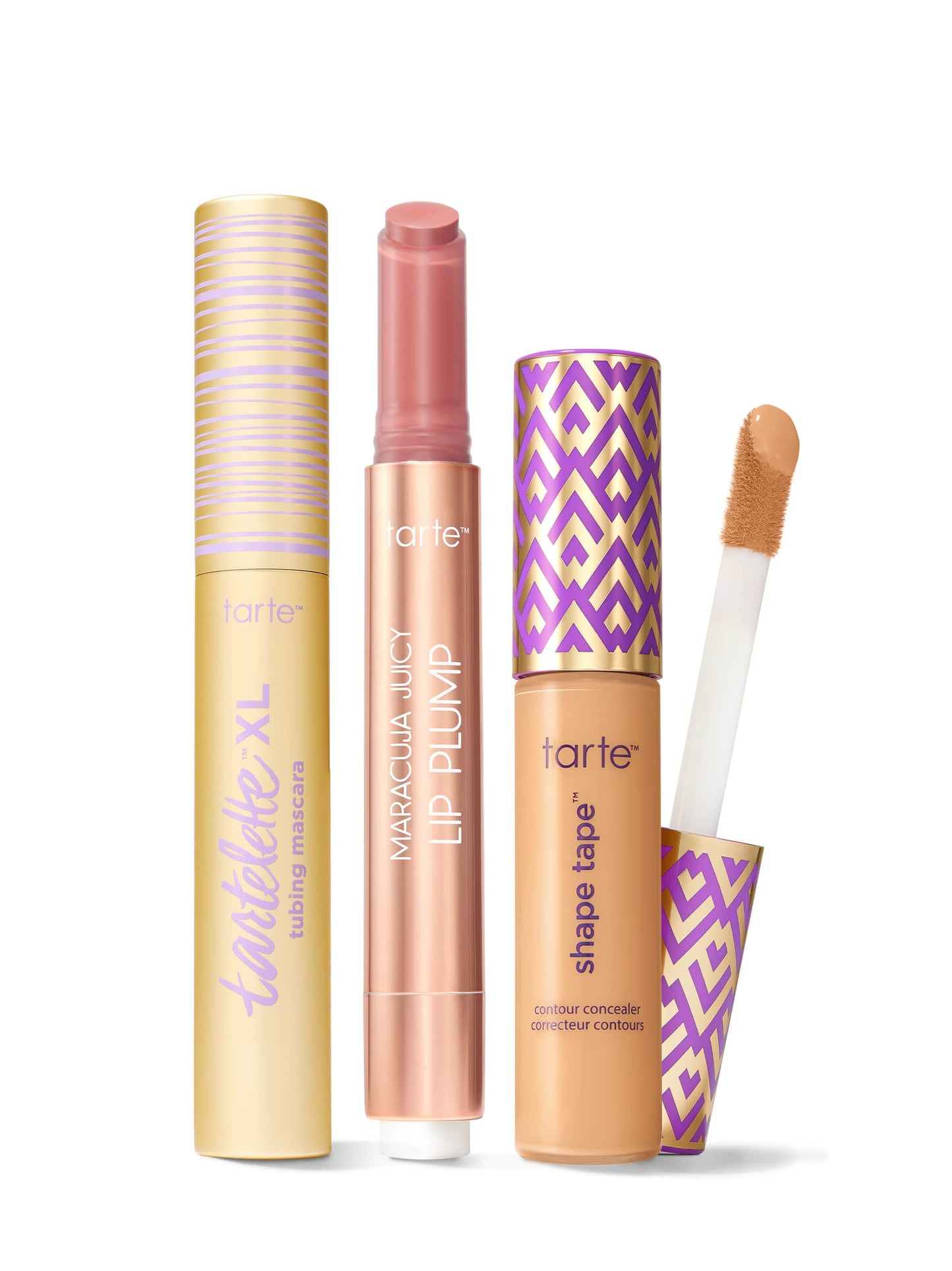 tarte™ shape tape concealer, XL tubing mascara and maracuja juicy lip plump trio